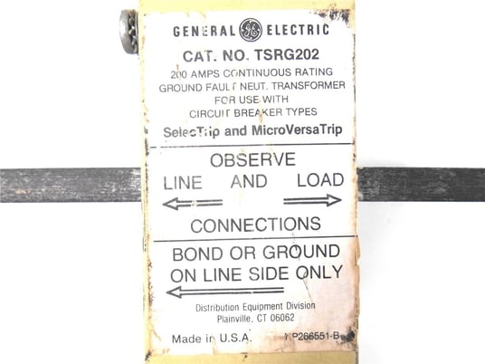 200 amps, general electric, tsrg202, continuous rating ground fault transformer mvt surplus012-242 - Image 3
