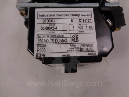 Eaton 125/130vdc bfd31u control relay new 018-651 - Image 3