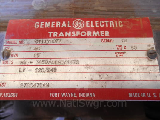 General electric, 9t11y8073, 17.3:1 control power transformer 25kva surplus015-409 - Image 3