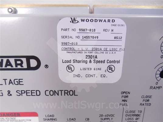 Woodward, 9907-018, 2301a load sharing speed control surplus015-497 - Image 2