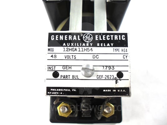 General electric, 12hga11h54, 48vdc hga inistantaneous auxiliary relay surplus009-296 - Image 6