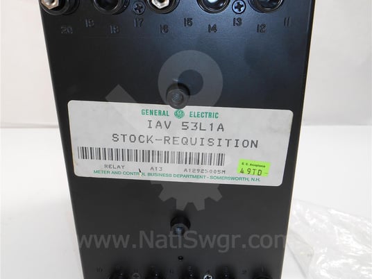 General electric, 12iav53l1a, iav single phase over/under voltage relay surplus011-014 - Image 2