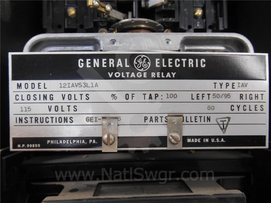 General electric, 12iav53l1a, iav single phase over/under voltage relay surplus011-014 - Image 3