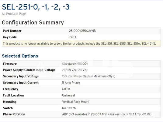 Schweitzer Sel-251 Protection Relay Distribution, 24-48 Volts DC - Image 2