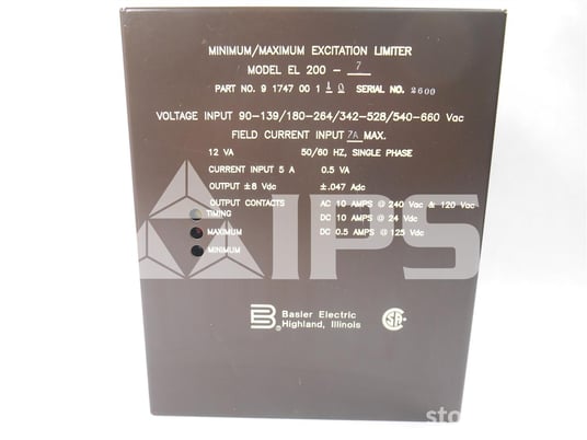Basler El-200 Minimum Maximum Excitation Limiter Input 90-660vac, Field Current Input 7 Amps Max - Image 1