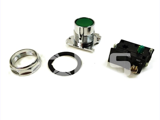 Ch 30.5mm Momentary Push Button Assembly Green Flush, 1 No - Image 2