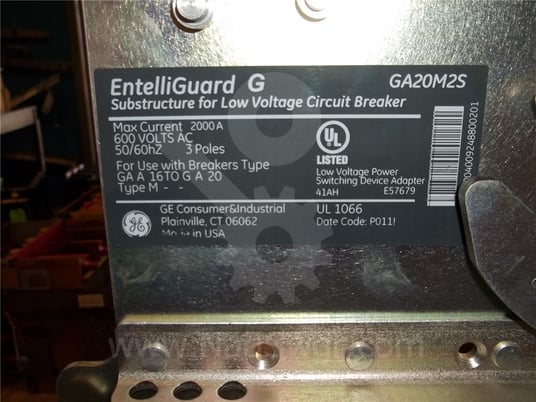 2000 amps, general electric, ga20m2s, entelliguard g drawout substructure surplus009-927 - Image 2