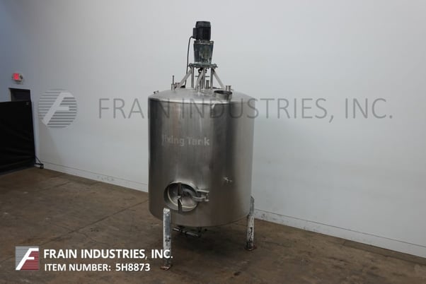 1000 gallon Lee #1000DBCCT, 316 Stainless Steel single wall mixing tank, 66" diameter x 70" straight wall - Image 1