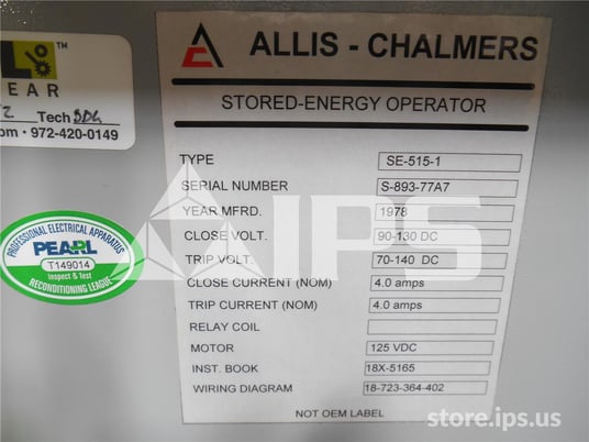 2000 Amps AC Ruptair Ma-250c1 (ma250) 125 Volts DC Control, 515-1 Mech - Image 2