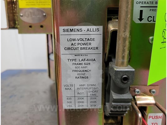 600 amps, Siemens-Allis, laf-600a, m/o, d/o surplus020-641 - Image 7