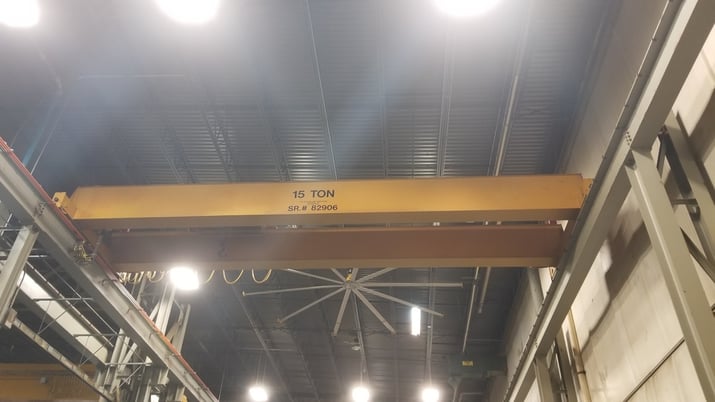 15 Ton, Detroit, 35' Span, 36' lift, radio, VFD All, 1997, 2010 controls #1899 - Image 1