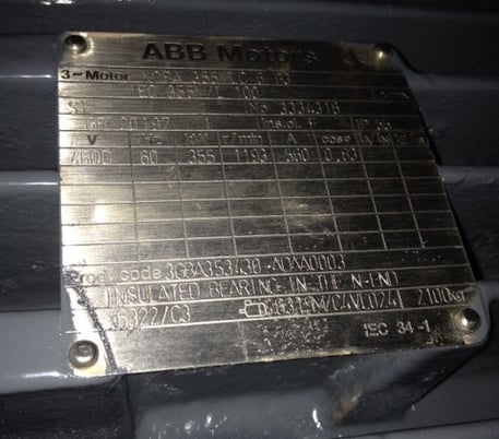 450 HP 1200 RPM ABB, Frame 355M/L, TEFC, 460 Volts - Image 1