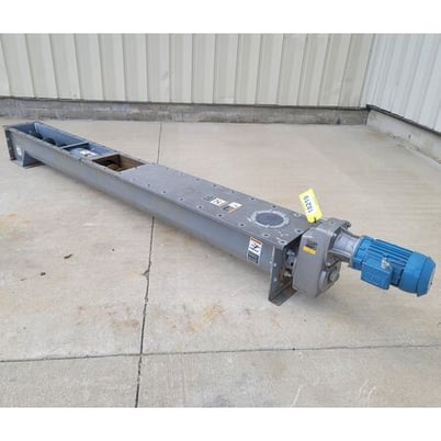 9" diameter x 9' long, Industrial screw auger conveyor feeder, double flanged U-trough, #18219 - Image 3