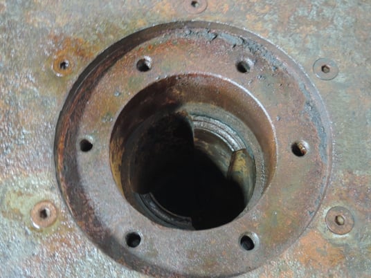 Simpson #2.5G, muller wheel, recoated with steel, 13" face, 37.5" OD, 6" hole, 9.5" flange hole - Image 1