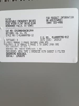 Eaton, CPX9000, AC drive, Cat. #CPX20064DACQK1PV - Image 6