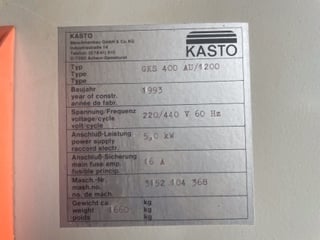 5" Kasto #GKS400AU1200, automatic cold saw, 15.74" saw blade, 47.2" feed length, #64735 - Image 10