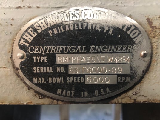 Sharples #P600, decanter centrifuge pilot unit, 6" x 14" bowl, 5 HP motor - Image 3