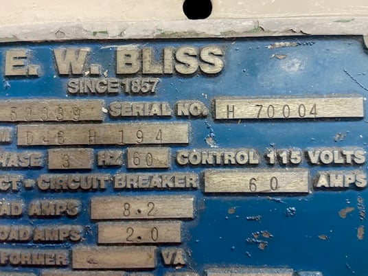 Bliss #C2-60, straight side double crank, 100 SPM, 3" stroke, air clutch & brake, 28x48" bed, light curtain - Image 5