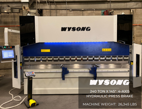 240 Ton, Wysong #MB240-145, Hydraulic Press Brake, 12' overall, 126" between housing, Delem 58T Control - Image 4