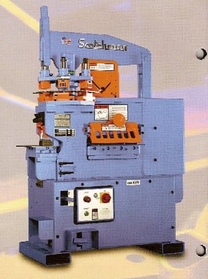4" x 4" x 3/8" Scotchman #hyd ironworker, 50 ton, 3 station revolving turret, 4" throat, electric foot pedal - Image 2
