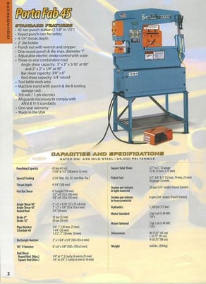 3" x 3" x 5/16" Scotchman #Porta-Fab-45, hydraulic ironworker, 45 ton, 2" die holder, electric foot pedal - Image 2