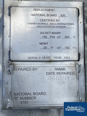 158 sq.ft. Votator #32-216, wiped film evaporator, 304 Stainless Steel, jacket rated 150 psi at 400, 1984 - Image 5