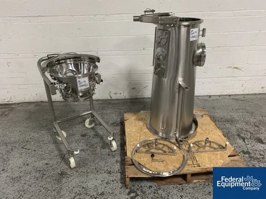 Glatt #GPCG5, fluid bed dryer top spray insert, stainless steel, w/product bowl on cart - Image 2