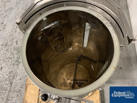 Glatt #GPCG5, fluid bed dryer top spray insert, stainless steel, w/product bowl on cart - Image 6