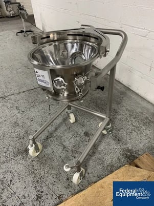 Glatt #GPCG5, fluid bed dryer top spray insert, stainless steel, w/product bowl on cart - Image 8