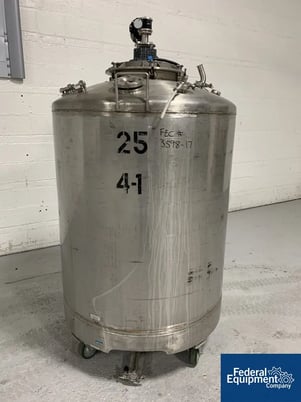 1400 liter Stainless Steel Mix Tank, 42" x 48", 3/8 HP agitator, 230 volt, 21" manway - Image 2