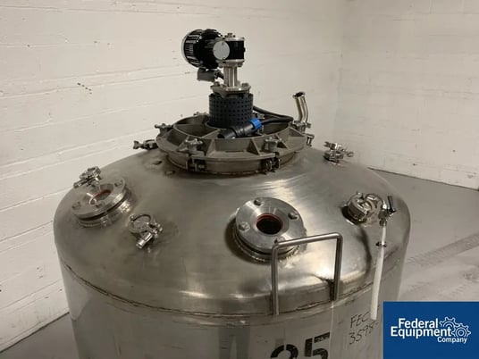1400 liter Stainless Steel Mix Tank, 42" x 48", 3/8 HP agitator, 230 volt, 21" manway - Image 6