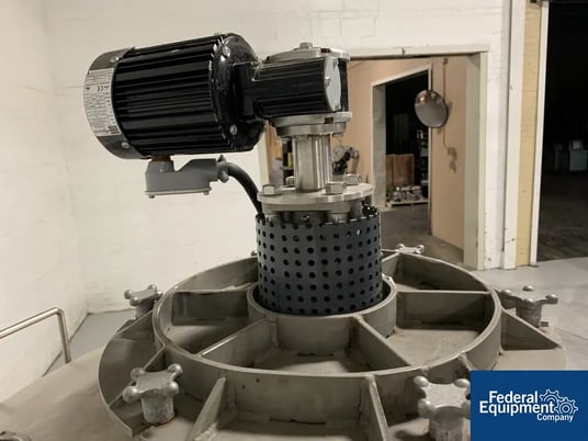 1400 liter Stainless Steel Mix Tank, 42" x 48", 3/8 HP agitator, 230 volt, 21" manway - Image 7