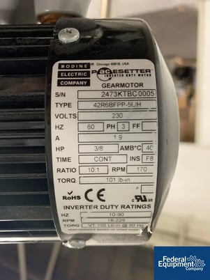 1400 liter Stainless Steel Mix Tank, 42" x 48", 3/8 HP agitator, 230 volt, 21" manway - Image 8