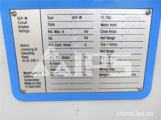 1200 Amps WH 150vcp-w 500 (150vcp-w 500) Parts Unit - Image 5
