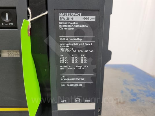 2500 Amps Square D Masterpact Nw25 H1 Mo/do Wc4ggr44r9sxfxxxxx 120 Volts AC Shunt Trip, Micrologic 6.0 Amps - Image 7