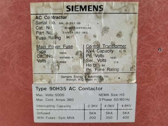 360 Amps Sa 90h35 AC Vacuum Contactor 5 KV For 81000 Series - Image 7