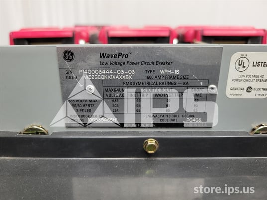 1600 Amps GE Wph-16 Mo/do We2gcqkx1xaxxbx 120 Volts AC Shunt Trip, Mvt Pm Lsig, 1600 Amps Ct, 1200 Amps Rp - Image 5