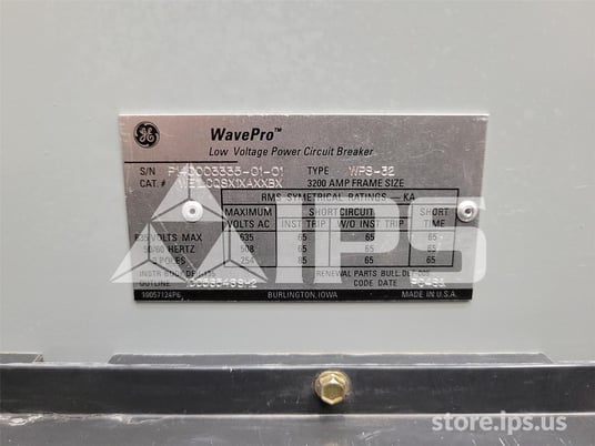 3200 Amps GE Wps-32 Mo/do We1lcqsx1xaxxbx 120 Volts AC Shunt Trip, Mvt Pm Lsig, 3200 Amps Ct, 3200 Amps Rp - Image 5