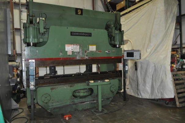 350 Ton, Cincinnati #350AF10, hydraulic press brake, 12' overall, 126" between housing, 10" stroke, 18" DL - Image 1
