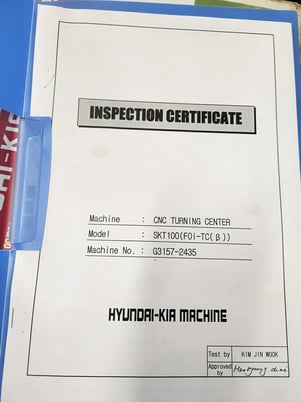 Hyundai Kia #SKT100, CNC turn center, Fanuc Series OiTC, 21.7" swing, 6" chuck, 1.7" bar, 2008 - Image 9