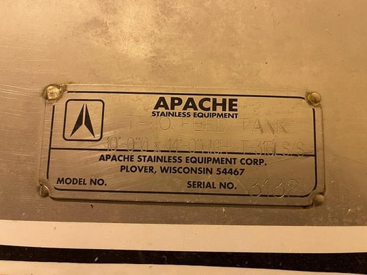 5264 gallon Apache, Primary fine screen feed 316L Stainless Steel tank w/agitator, 10' D x 14' H - Image 2