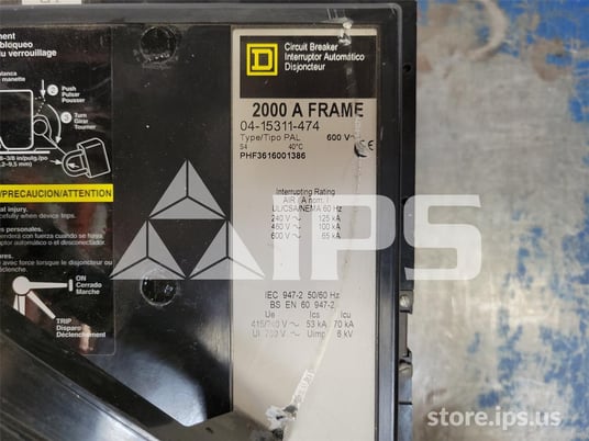 Square D Phf Type Pal High Interrupt Mccb 24 Volts DC Shunt Trip, 1 A/b Auxiliary Switch, 1600at - Image 2