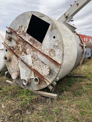3000 gallon Stainless Steel tank, 96" dia. x 94" straight side, flat top, dish bottom - Image 2