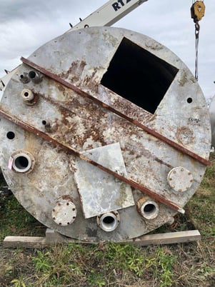 3000 gallon Stainless Steel tank, 96" dia. x 94" straight side, flat top, dish bottom - Image 7