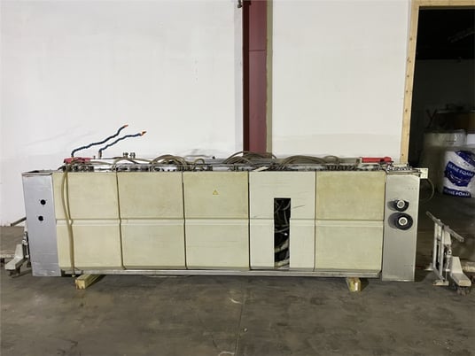 Greiner, vacuum table, 11' long, 18" wide, 22 port, 5 HP vacuum pump - Image 1