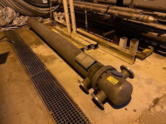 150 psig, Tema, Stainless Steel tube type heat exchanger, 12" dia. x 160" L, 1998 - Image 1