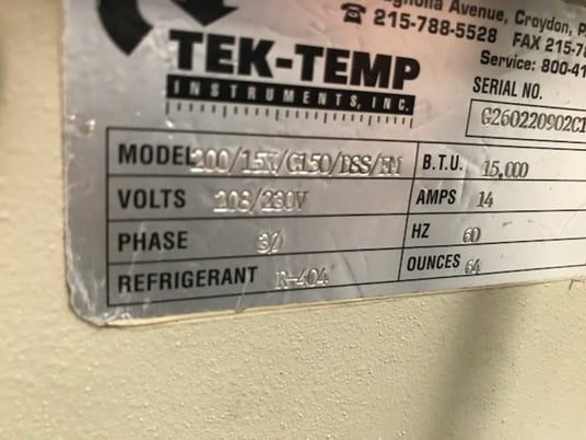 Tek-Temp #200/15KC150, 15000 BTU, air cooled (2 available) - Image 3