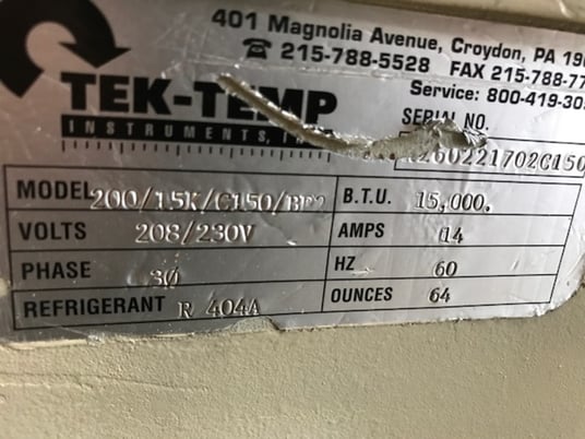 Tek-Temp #200/15KC150, 15000 BTU, air cooled (2 available) - Image 7