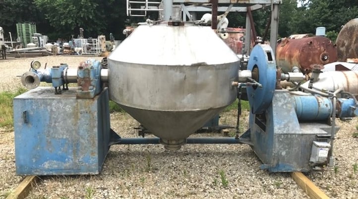 Komline Sanderson, double cone vacuum dryer, 15 psi/fv, 5 HP, 1745 RPM, explosion proof, variable speed, 250 - Image 1