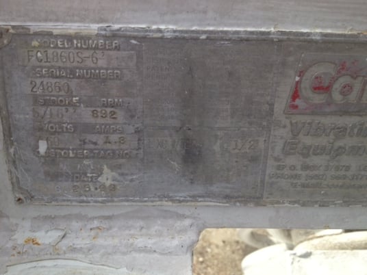 18" wide x 6' long, Carrier #FC1860S-6, 5" deep, 5/16" stroke, 892 RPM - Image 2